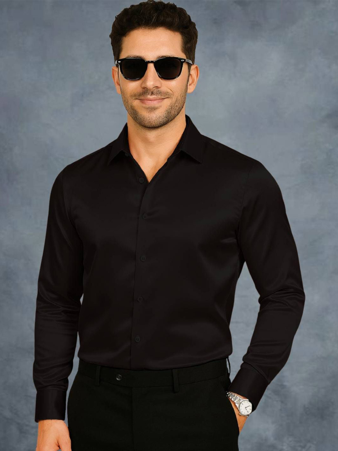 SOLSTICE Men Comfort Spread Collar Slim Fit Casual Shirt