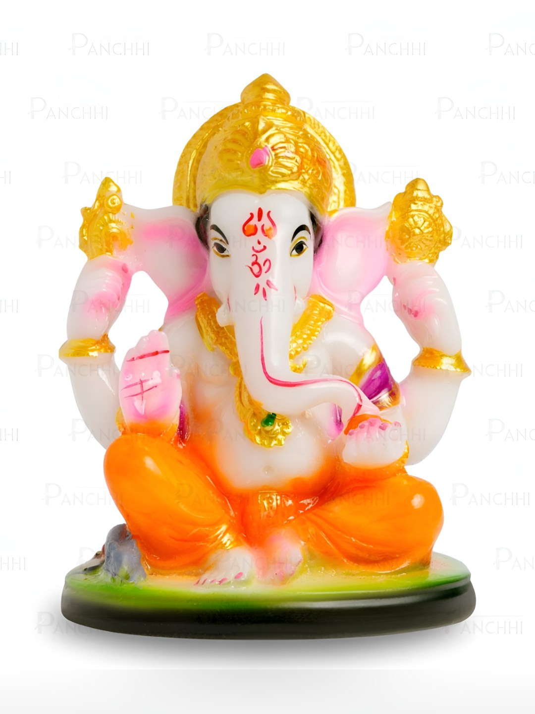 Panchhi Store White & Gold Toned Lord Ganesha Religious Idol Showpiece
