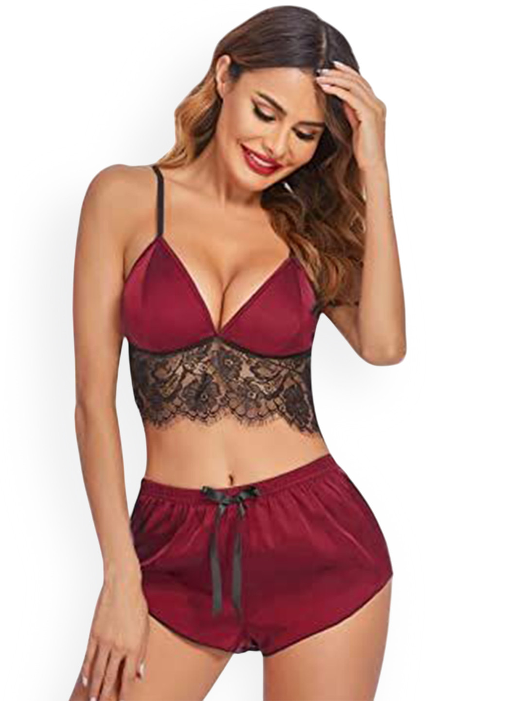 MALLORY WINSTON Self Design Shoulder Straps Baby Doll