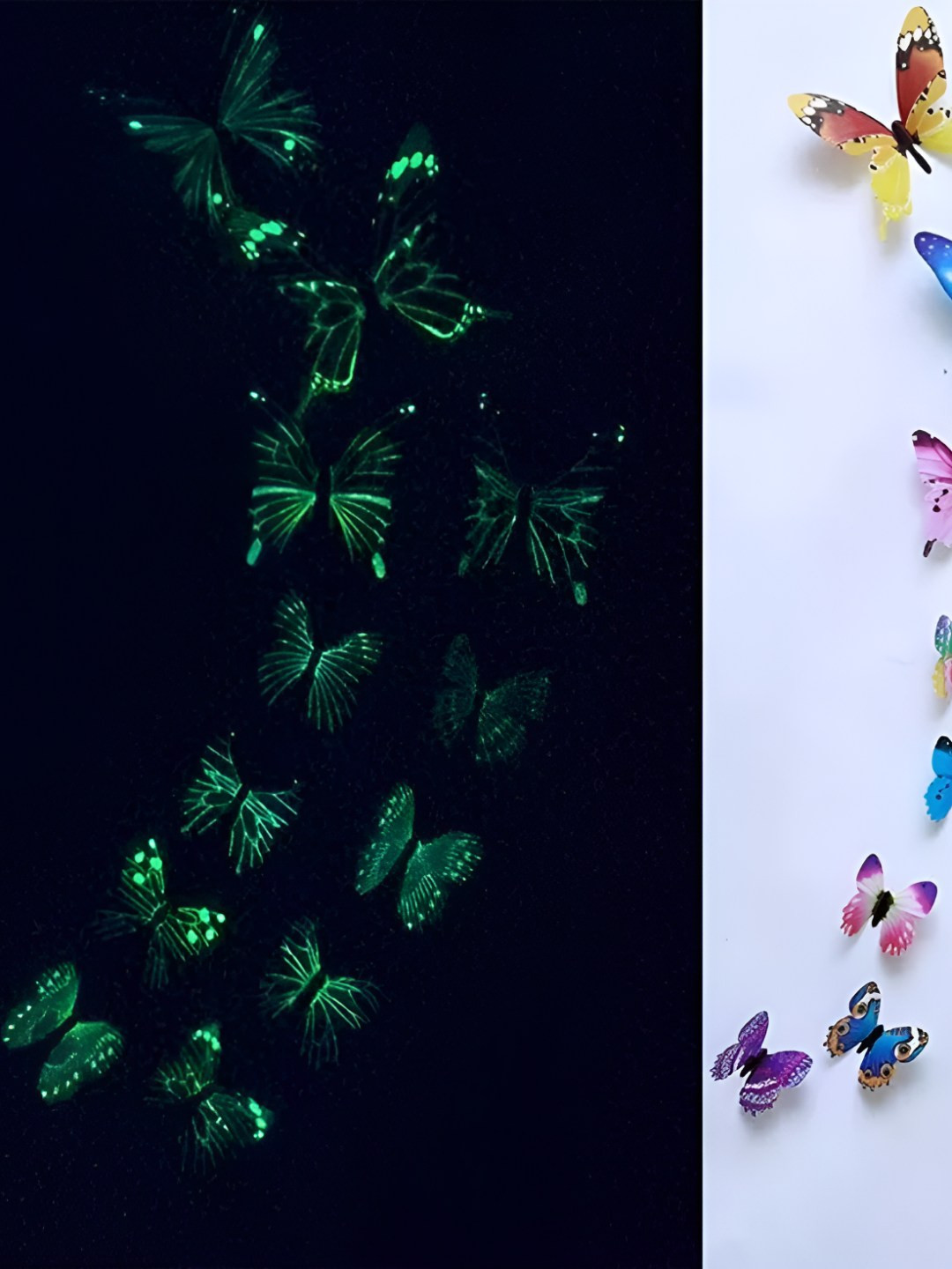 INDIAN ROYALS 12Pcs Blue & Purple Printed Waterproof 3D Butterfly Wall Stickers