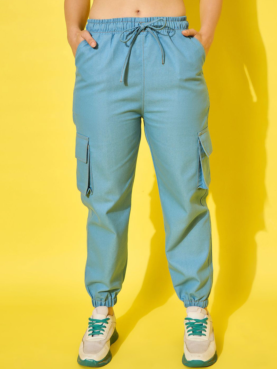 BUY NEW TREND Women Relaxed Mid-Rise Easy Wash Joggers Trousers