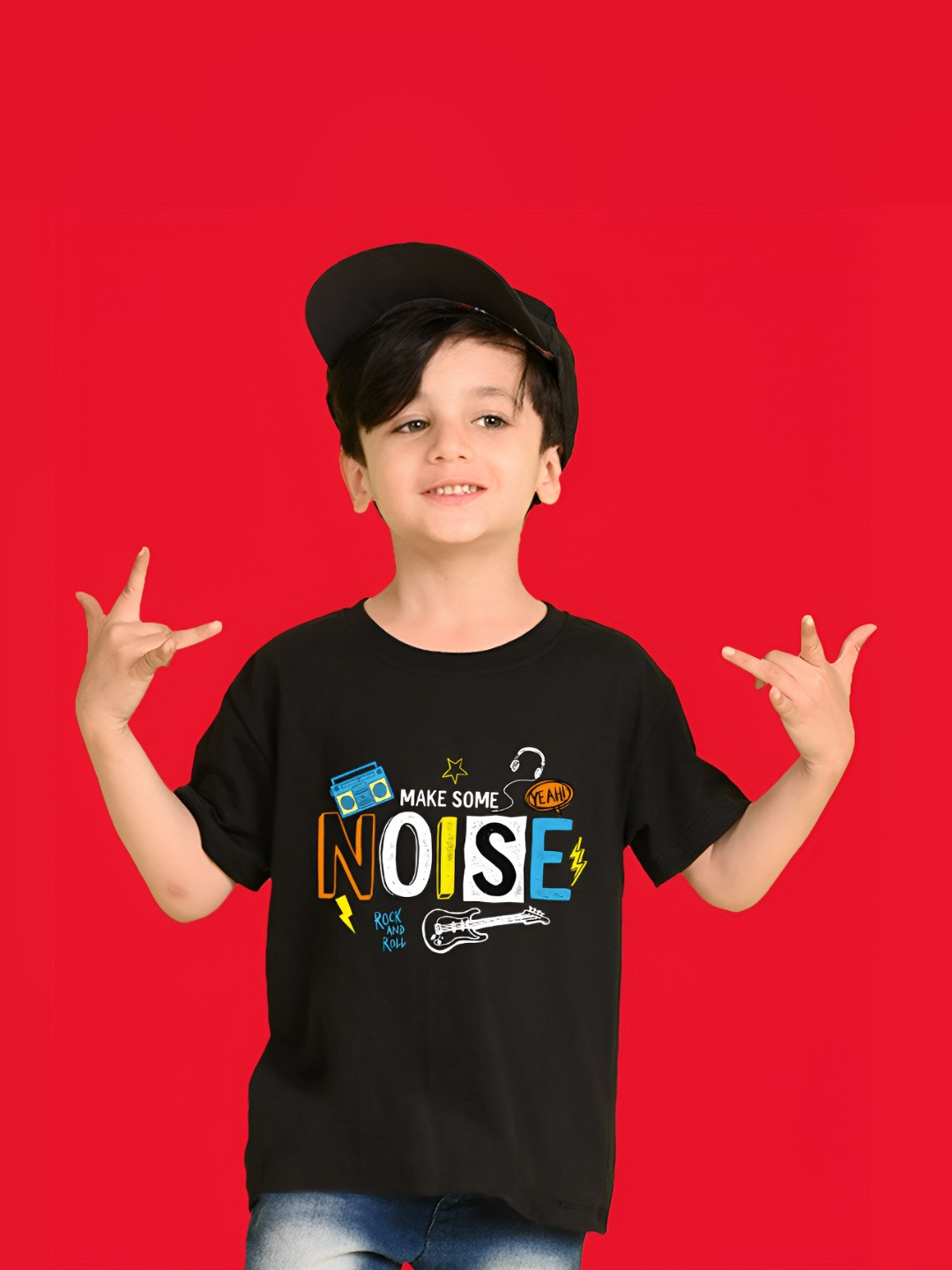 NUSYL Boys Noise Printed Drop-Shoulder Sleeves Oversized T-shirt