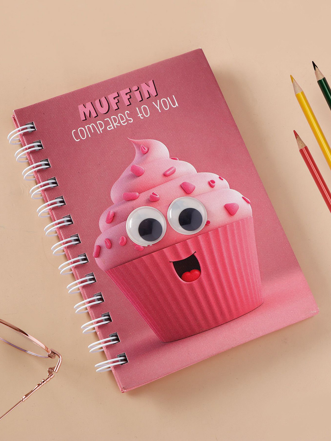 Archies Cupcake Theme Googli Eyes Printed Spiral Notebook
