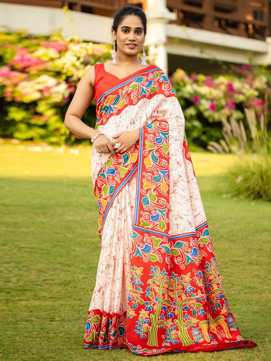 Anouk Rustic Ethnic Motifs Block Print Saree