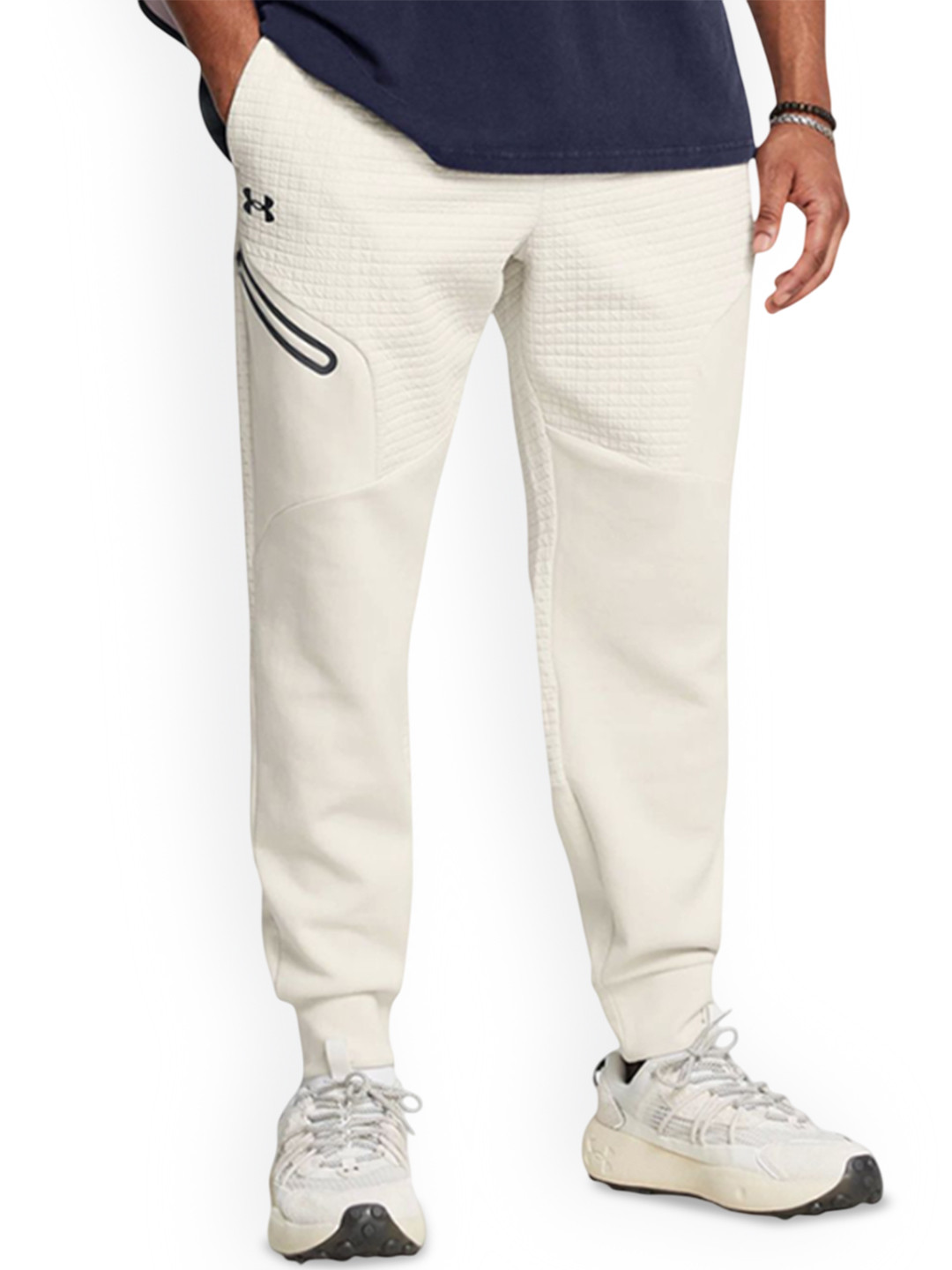 UNDER ARMOUR Men Self-Design Relaxed-Fit Mid Rise Grid Joggers