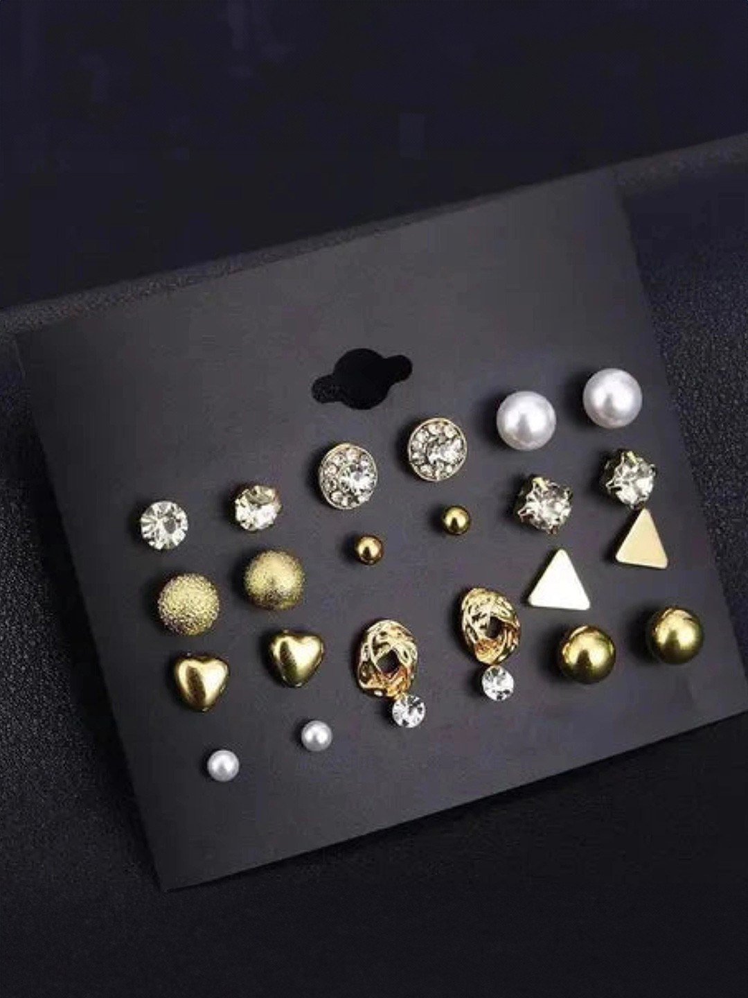 kazare Set Of 11 Contemporary Studs Earrings