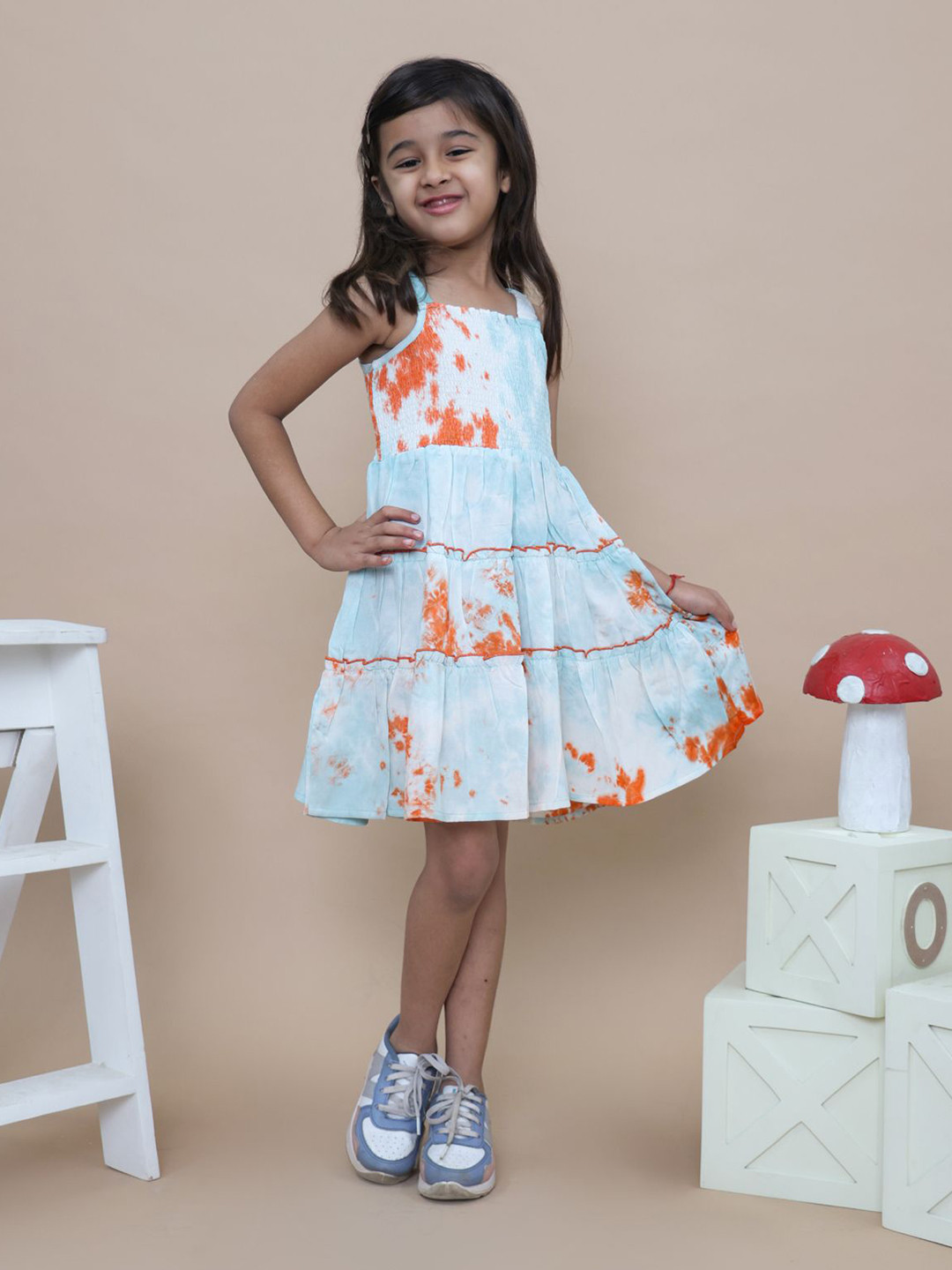 ZITRA Girls Abstract Printed A-Line Knee Length Dress