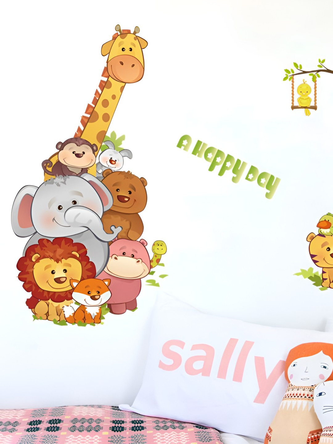 INDIAN ROYALS Yellow & Brown Jungle Theme Self Adhesive Wall Sticker