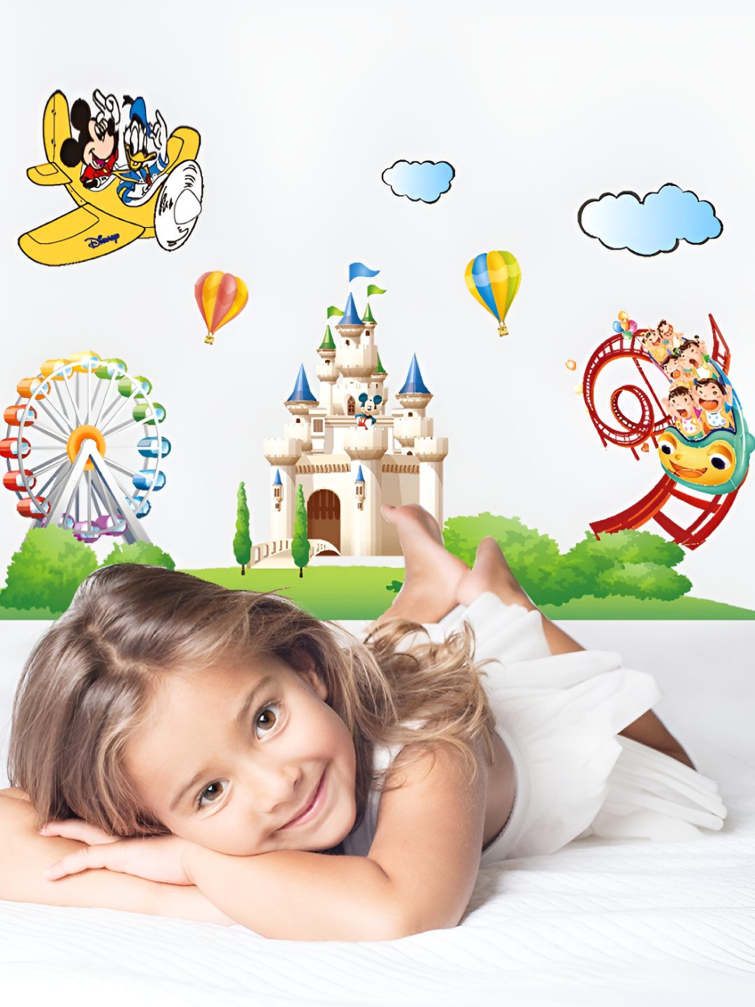 INDIAN ROYALS Cream & Green Printed Self-Adhesive & Durable Wall Sticker