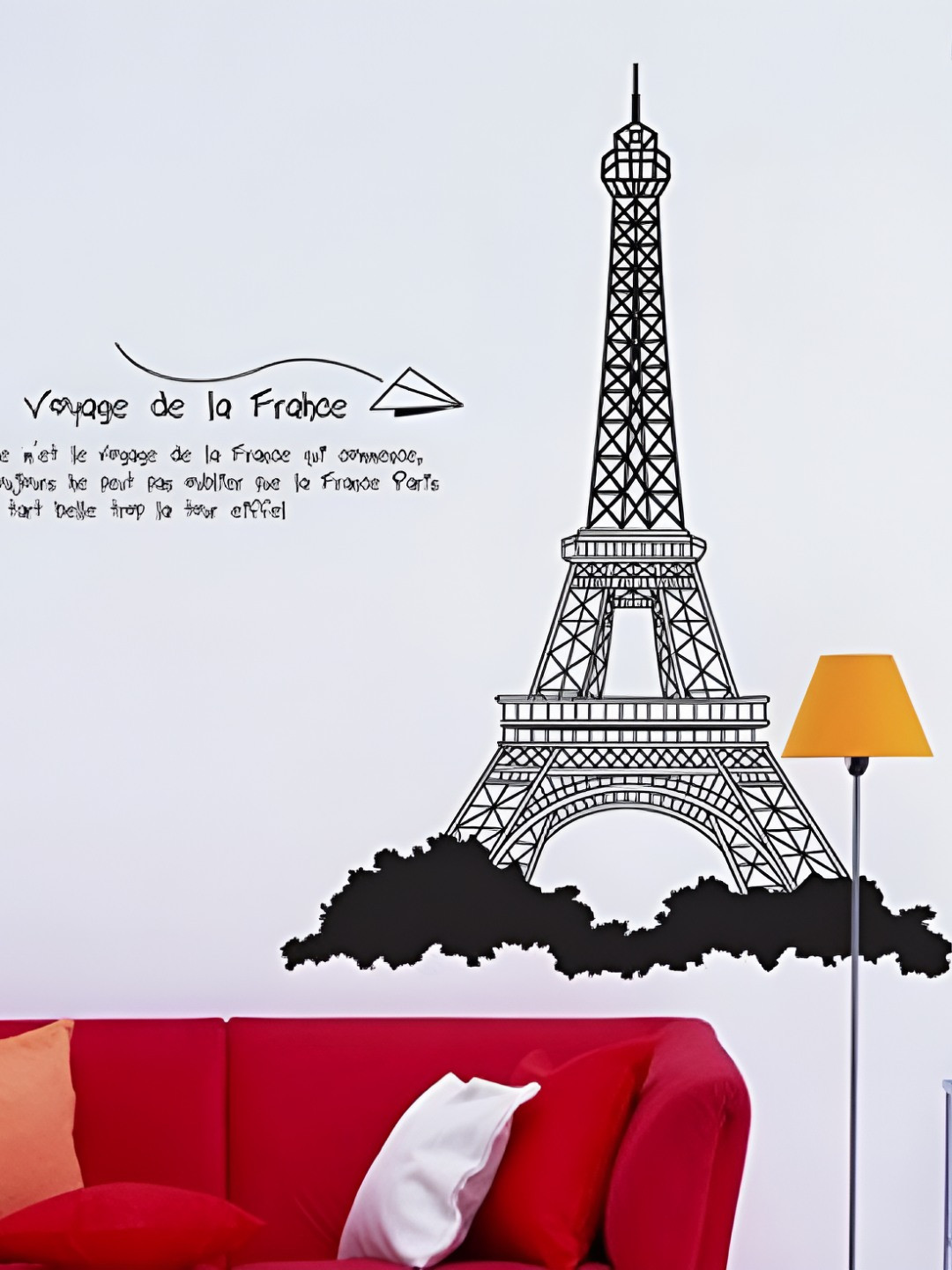 INDIAN ROYALS Black Eiffel Tower Printed Self-Adhesive & Durable Wall Sticker