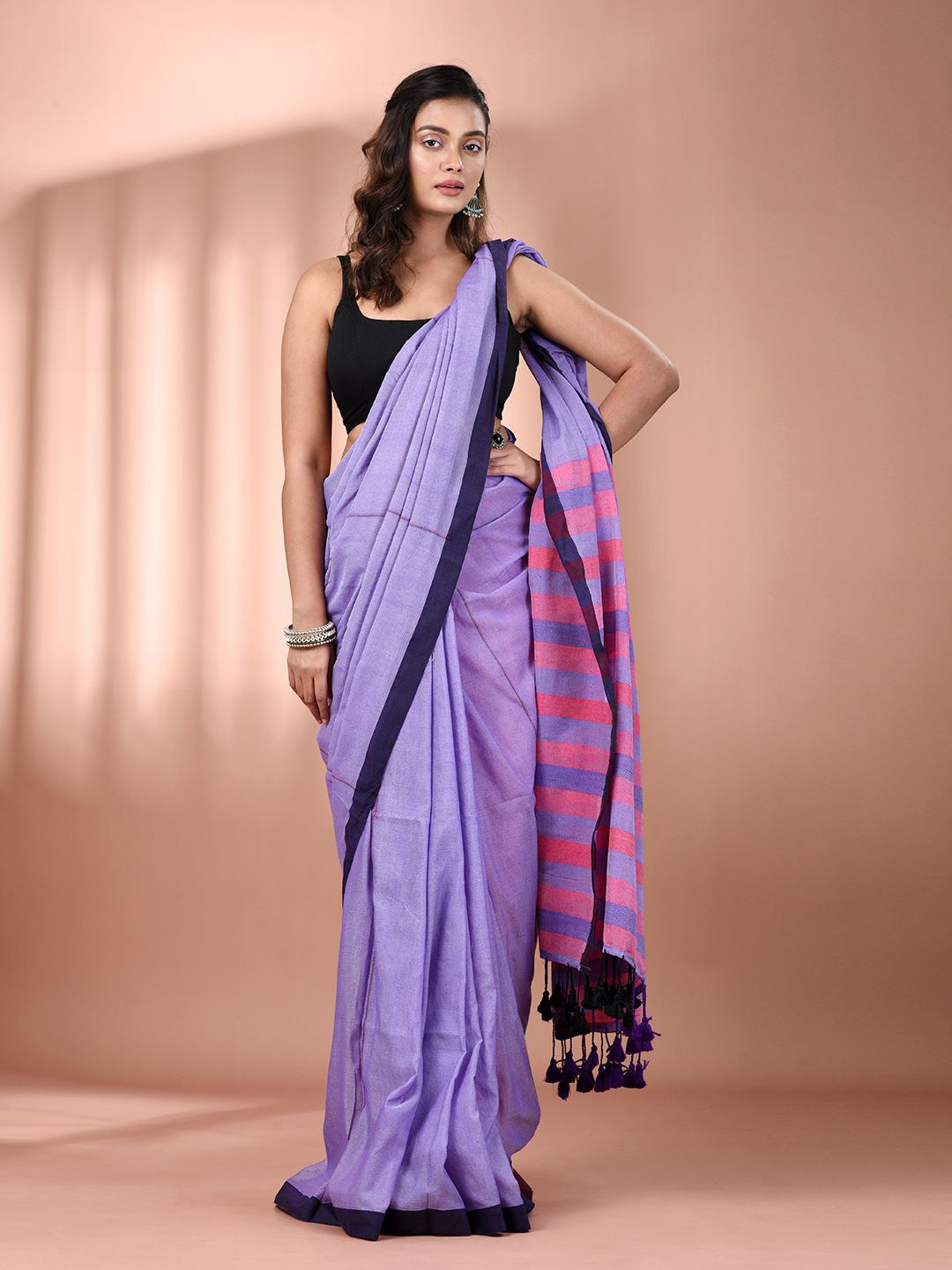 Charukriti Pure Cotton Lavender Saree