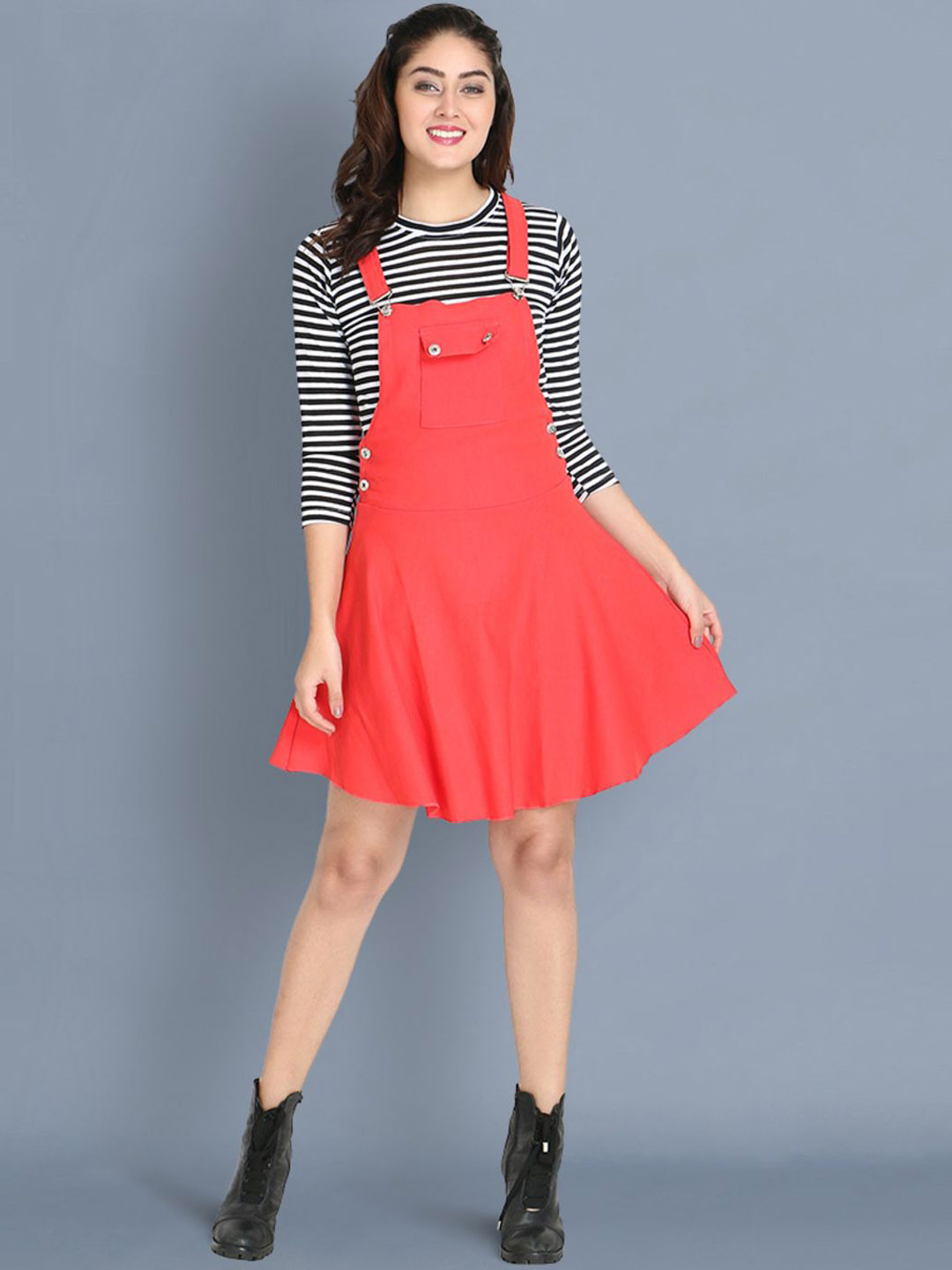 BUY NEW TREND Striped T-Shirt With Dungarees
