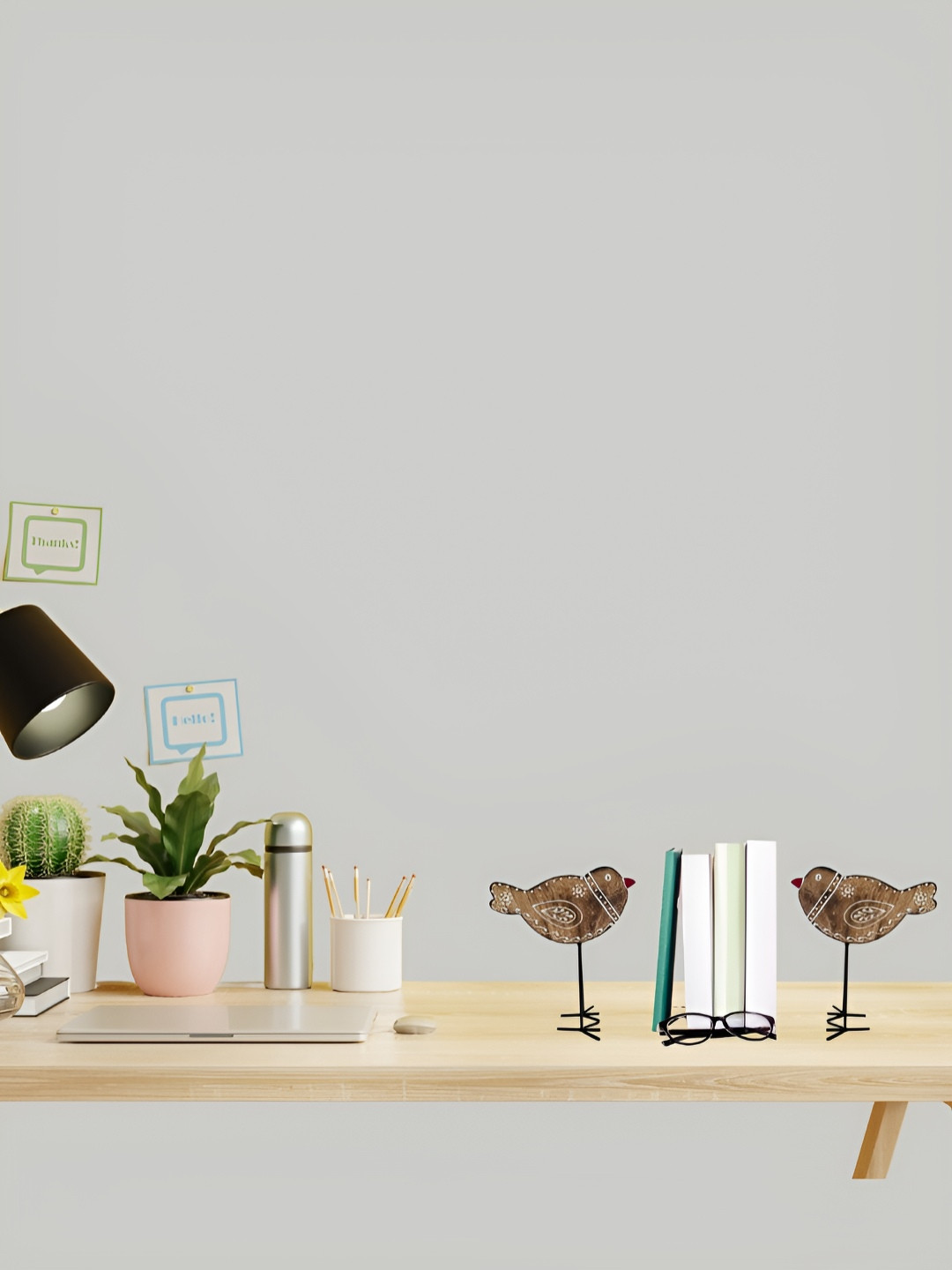 JASMEY HOMES Bird Gold Metal Metallic Living Room Hand Made Set of 2 Medium Showpieces - 11.8 Inches