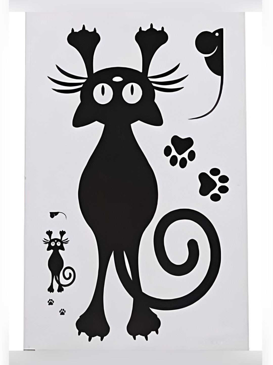 INDIAN ROYALS Black Hanging Cate Printed Self-Adhesive & Durable Wall Sticker