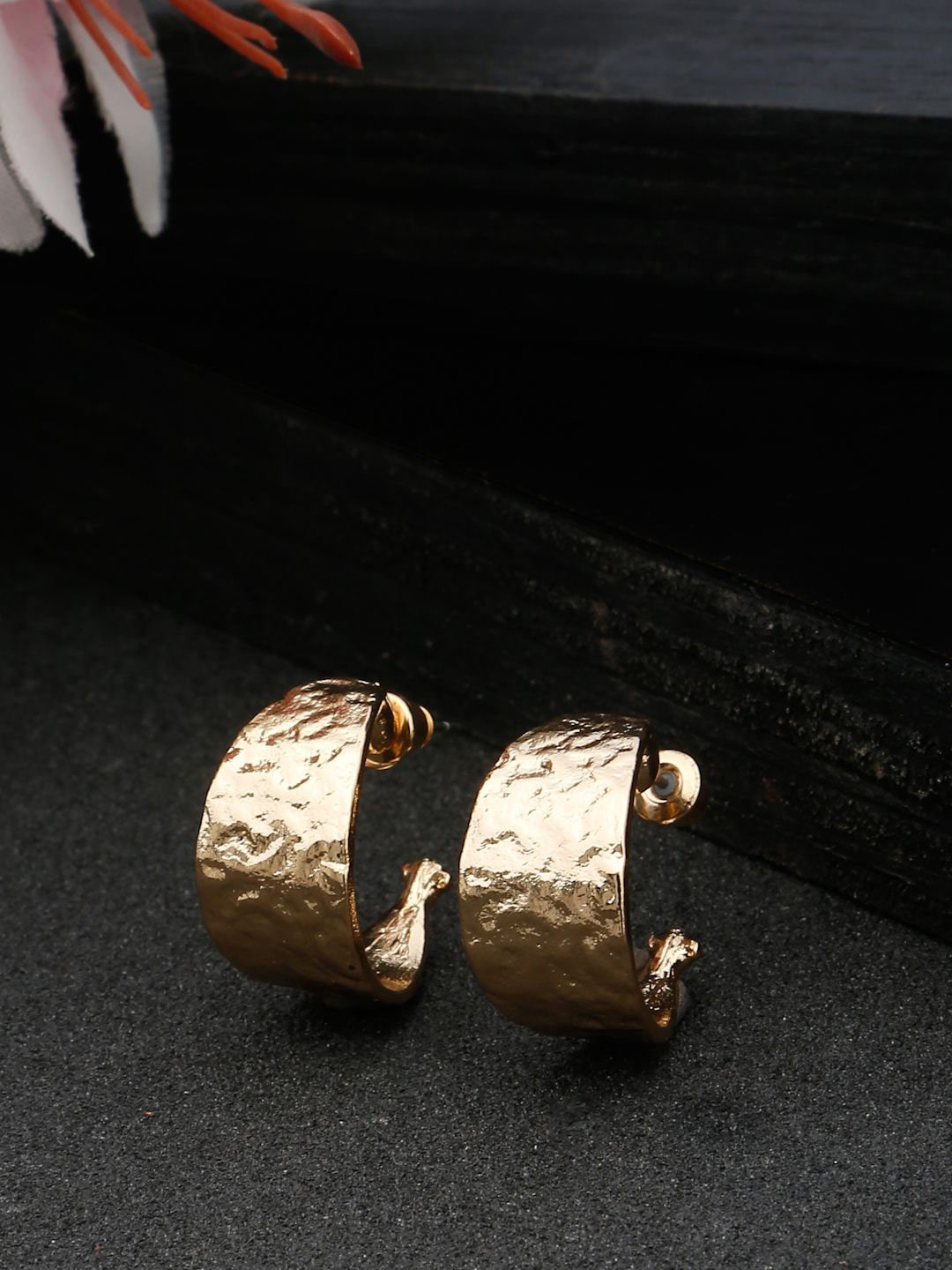 Stoln Gold-Plated Contemporary Half Hoop Earrings