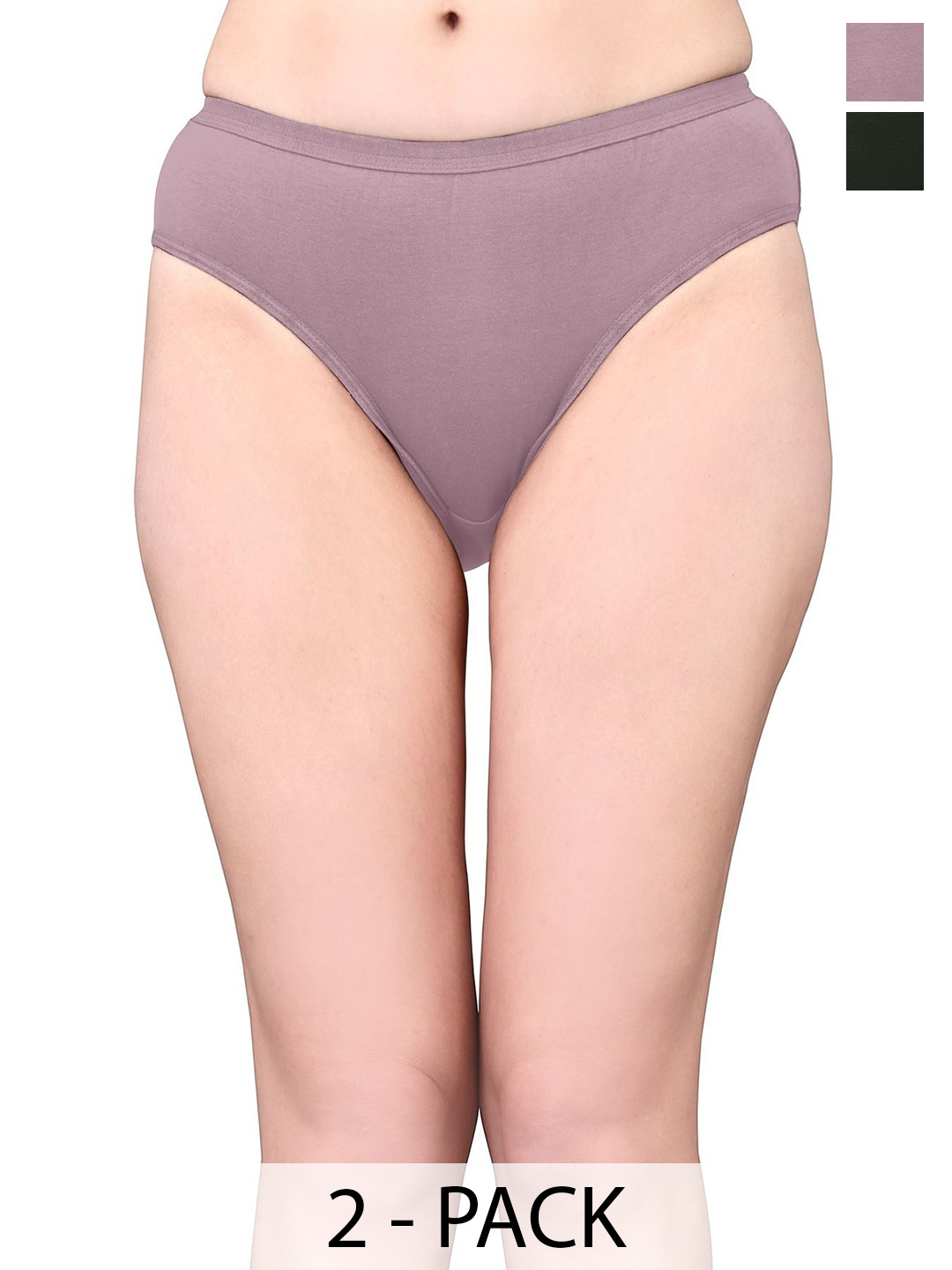 Exotica Lingerie Pack Of 2 Cotton Mid-Rise Bikini Briefs EX RIYA-PACK OF 2-GREEN L.BROWN-M