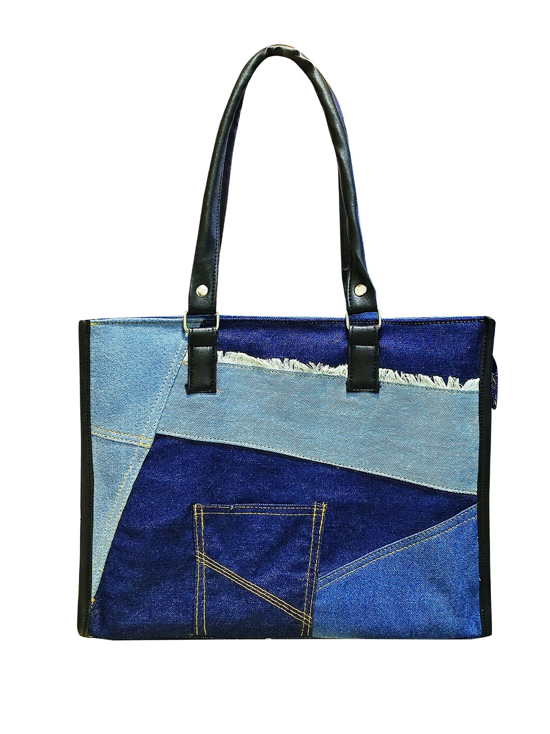 The Purani Jeans Colourblocked Oversized Structured Shoulder Bag