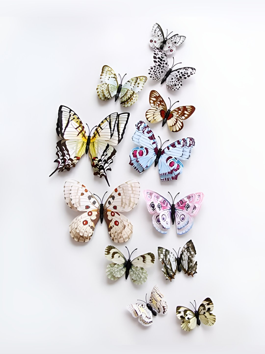 INDIAN ROYALS 12Pcs Black & Blue Printed Waterproof 3D Butterfly Wall Stickers