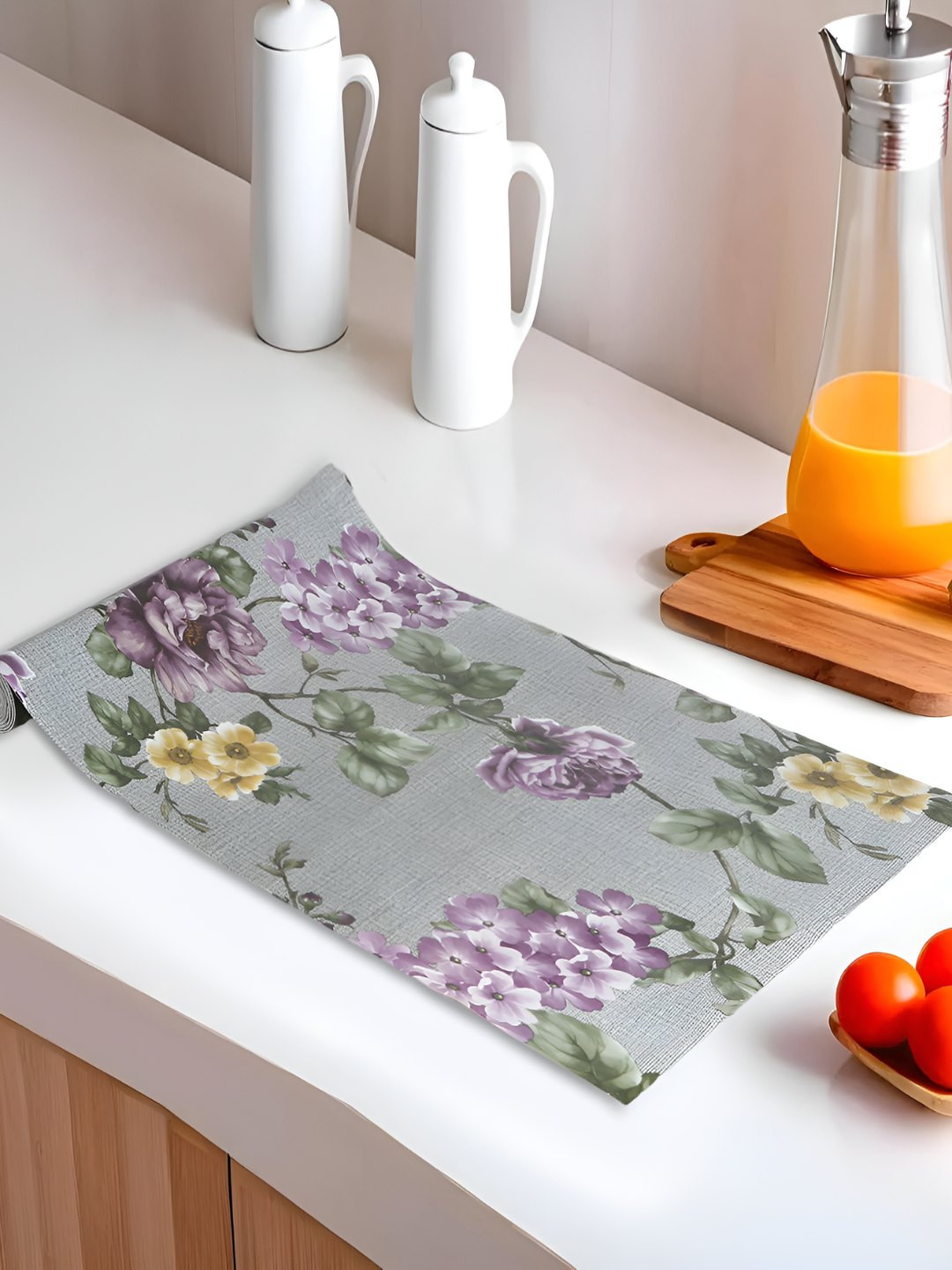 Dakshya Industries Lime Green & Purple Printed Shelf Liner Organiser