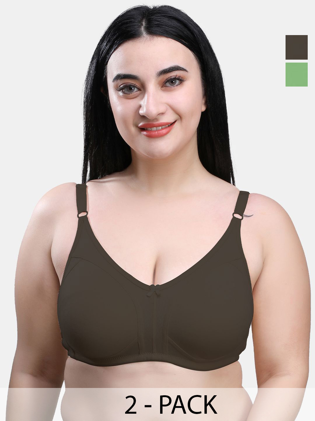 SKDREAMS Cotton Blend Seamless Full Coverage Non Padded Non-Wired Women Pack of 2 Everyday