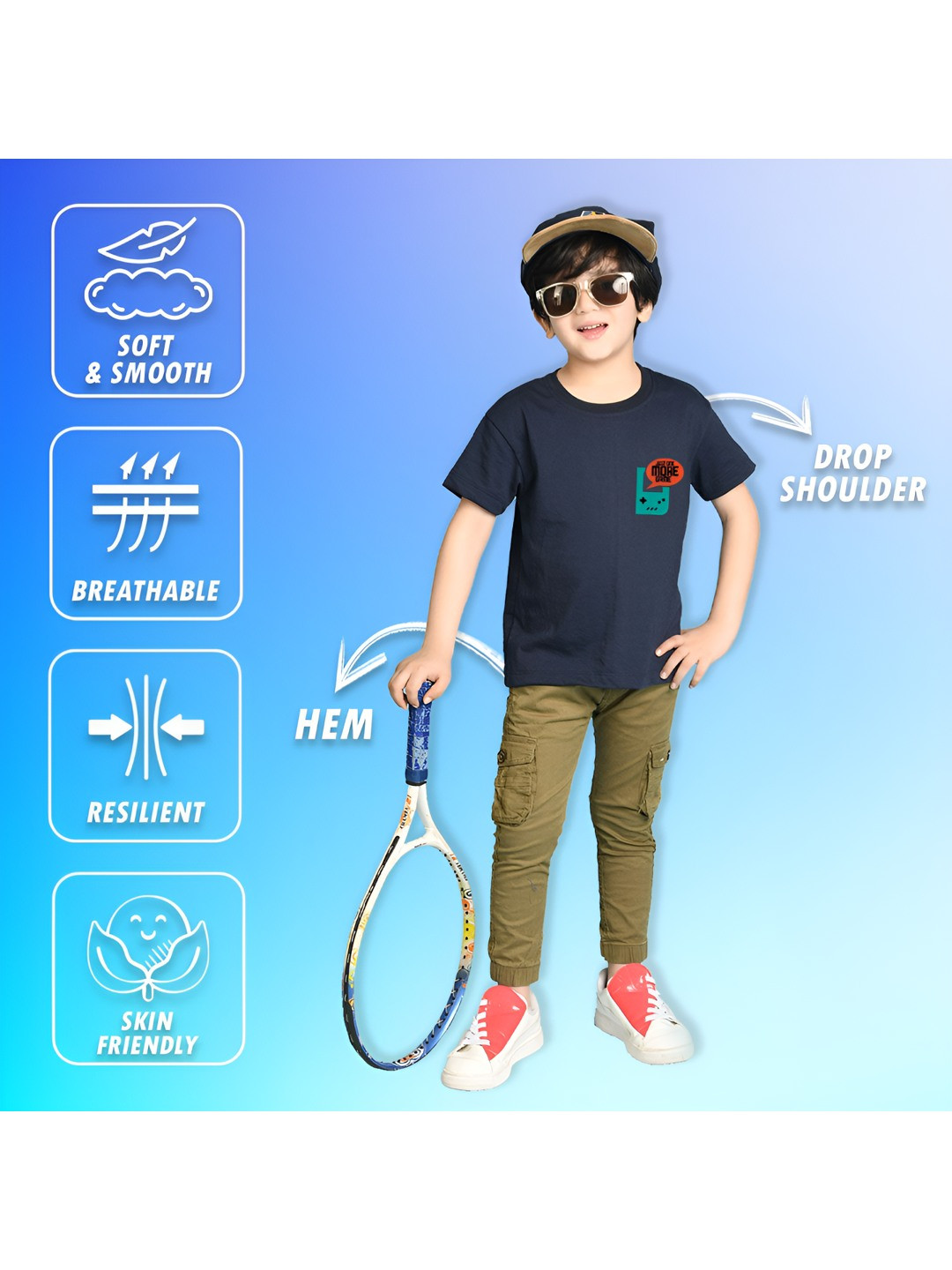NUSYL Boy Printed Drop-Shoulder Sleeves T-shirt