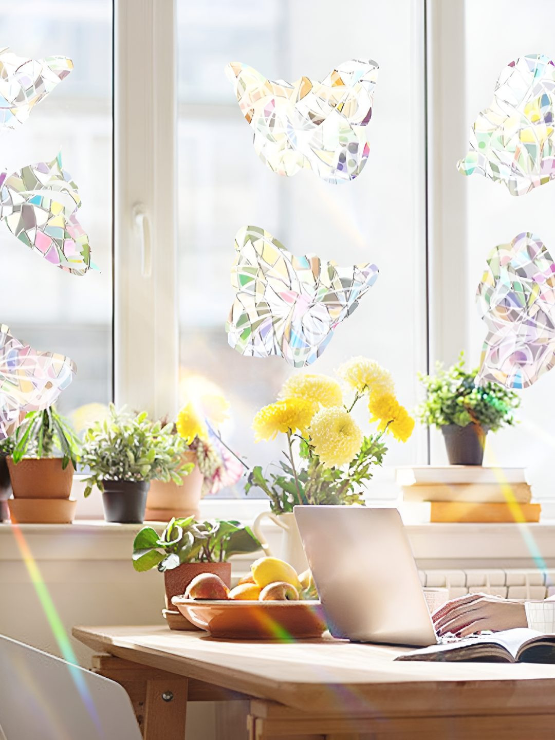 INDIAN ROYALS Transparent & Blue 3D Butterflies Electrostatic Glass Wall Sticker