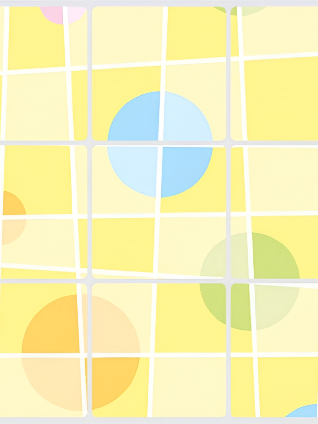 INDIAN ROYALS Yellow & Blue Checks With Round Heat Resistant Kitchen Wall Sticker