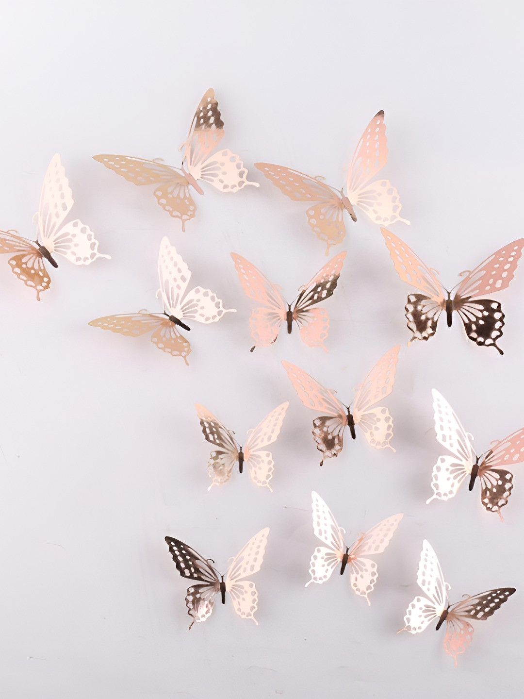 INDIAN ROYALS 12Pcs Pink 3D Butterfly Self Adhesive Waterproof Wall Stickers