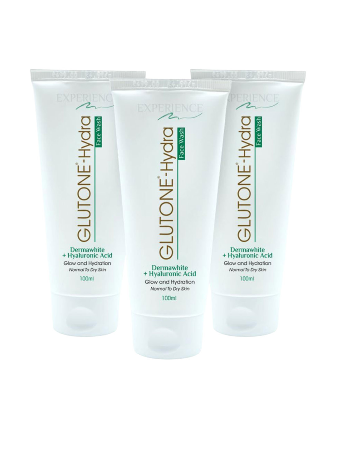 GLUTONE Set Of 3 Hydra Face Wash With 1% Hyaluronic Acid & Dermawhite- 100 ml Each