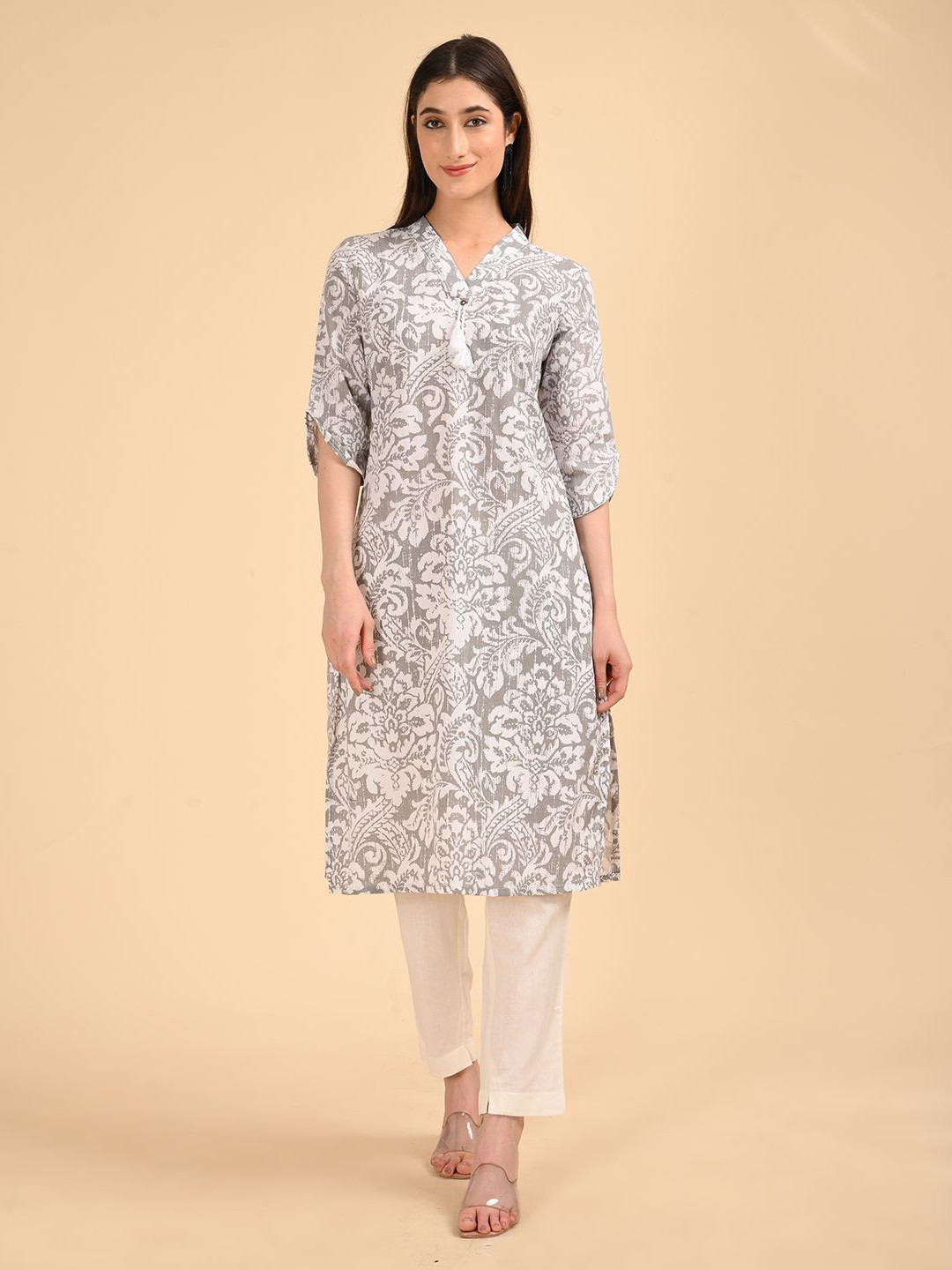 Marcia Women Cotton Quirky Printed Gotta Patti Kurta