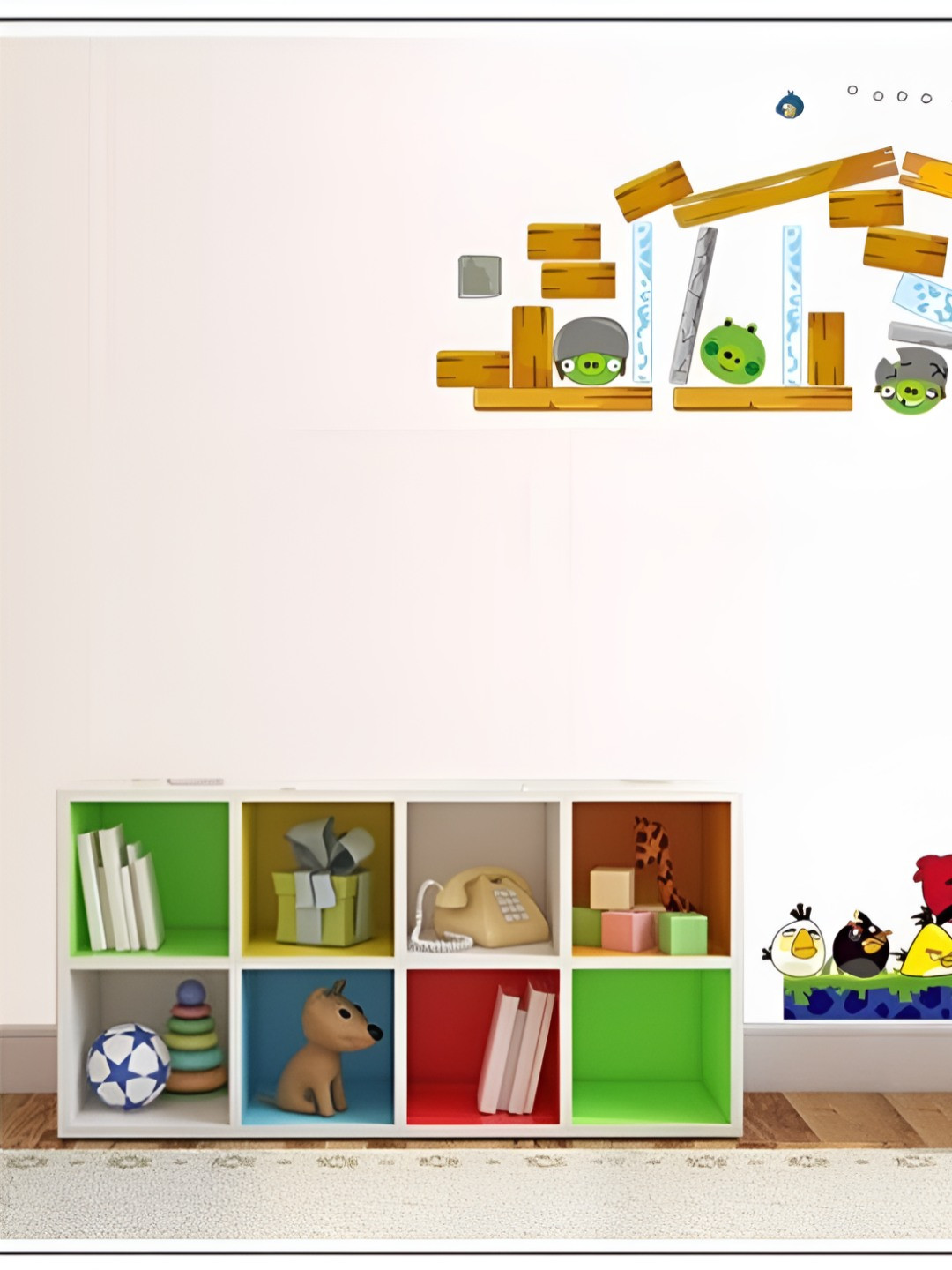 INDIAN ROYALS Brown & Green Angry Birds Printed Self Adhesive Waterproof Wall Stickers