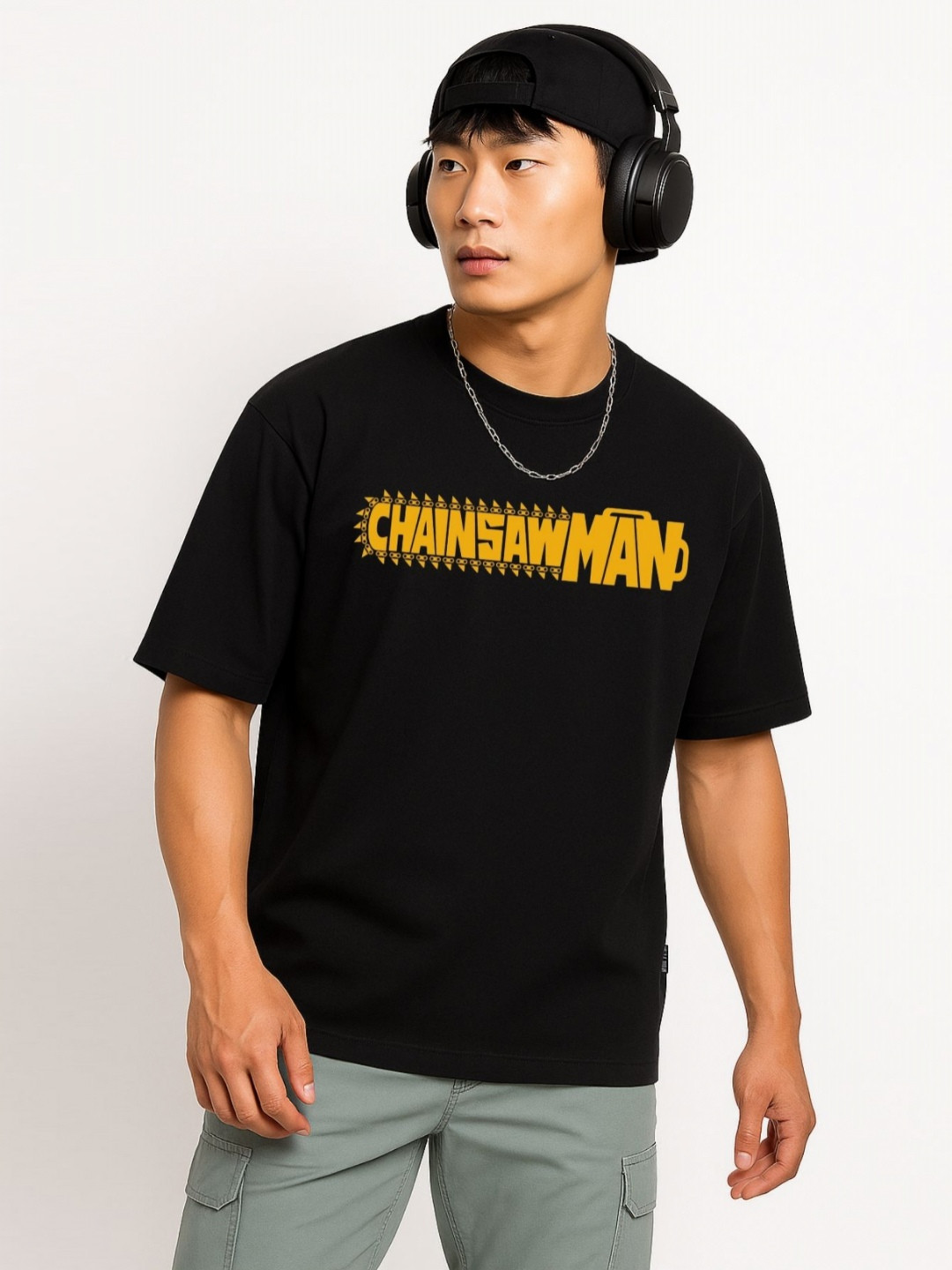 Be Crazy Men Chainsawman Anime Print Relaxed Fit T-shirt