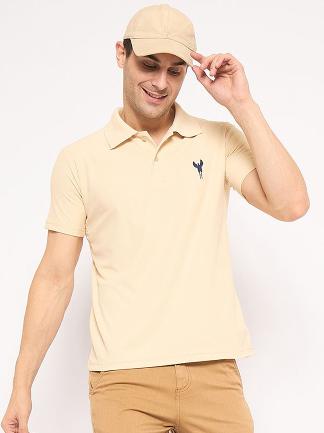 KASMA Polo Collar Cotton Applique Regular Fit T-Shirt