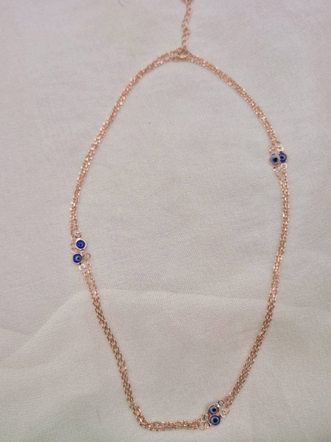 Kinavah 92.5 Pure Silver Rose Gold-Plated Evil Eye Chain