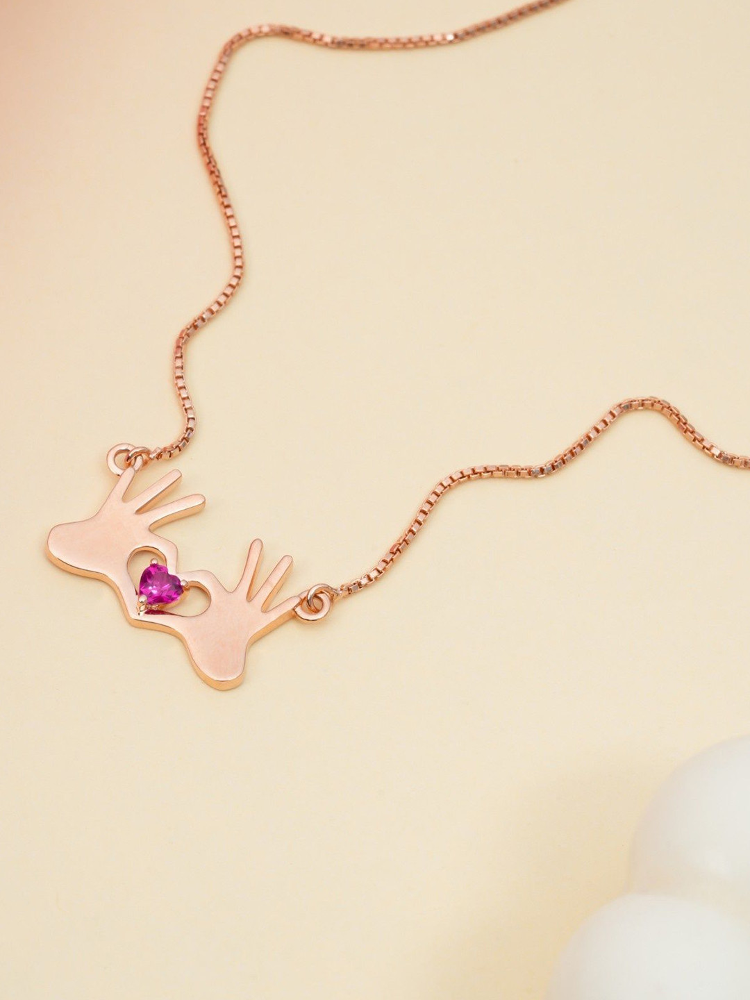 Orebella Symbol of Love 925 Sterling Silver Chain Pendant with Real 18K Gold Plating