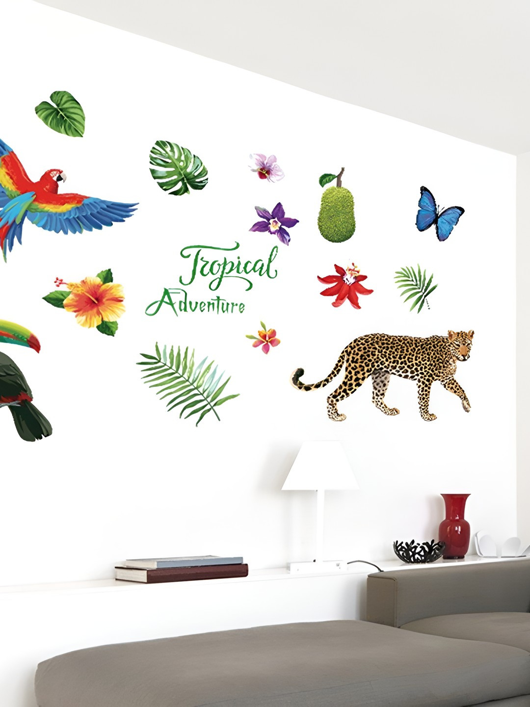 INDIAN ROYALS Green & Brown Dinosaur Jurassic World Wild Animal Waterproof Wall Stickers