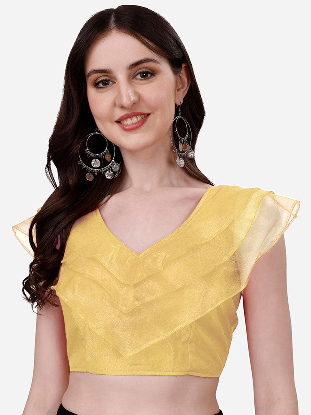 HERE&NOW Ruffle Sleeves Frill Saree Blouse