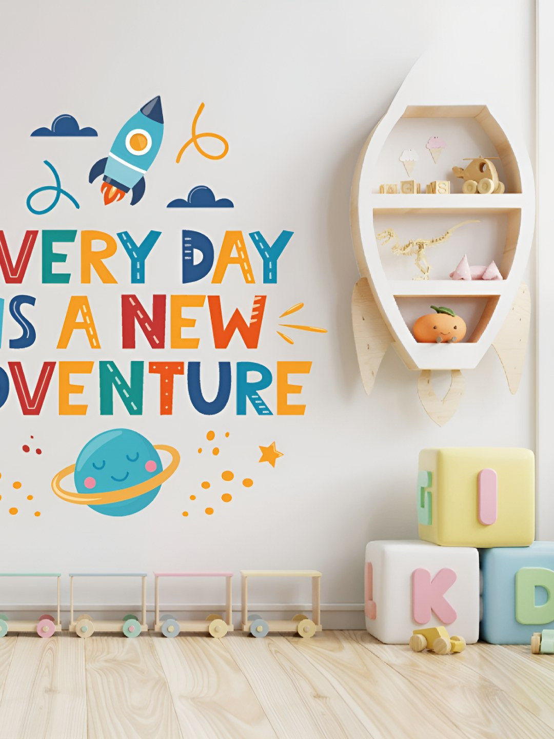 INDIAN ROYALS Blue & Red Colourful Printed Self-Adhesive & Durable Wall Sticker