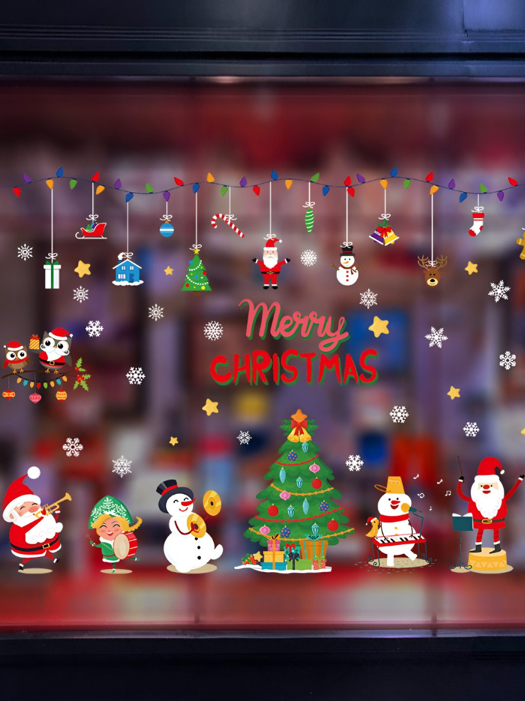 INDIAN ROYALS Red & Green Christmas Printed Self-Adhesive & Durable Wall Sticker