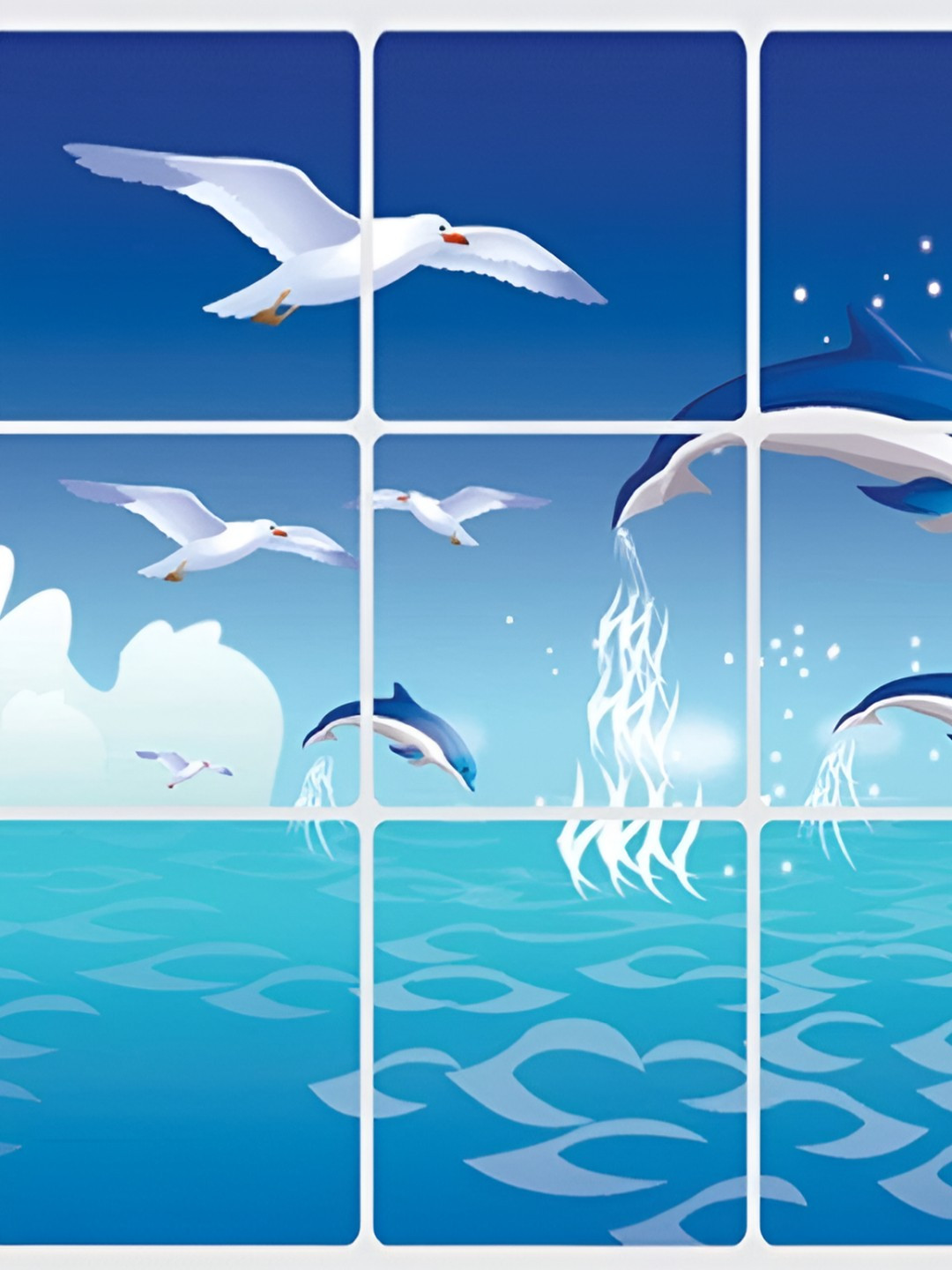 INDIAN ROYALS Nature Blue Dolphine Self Adhesive Wall Sticker