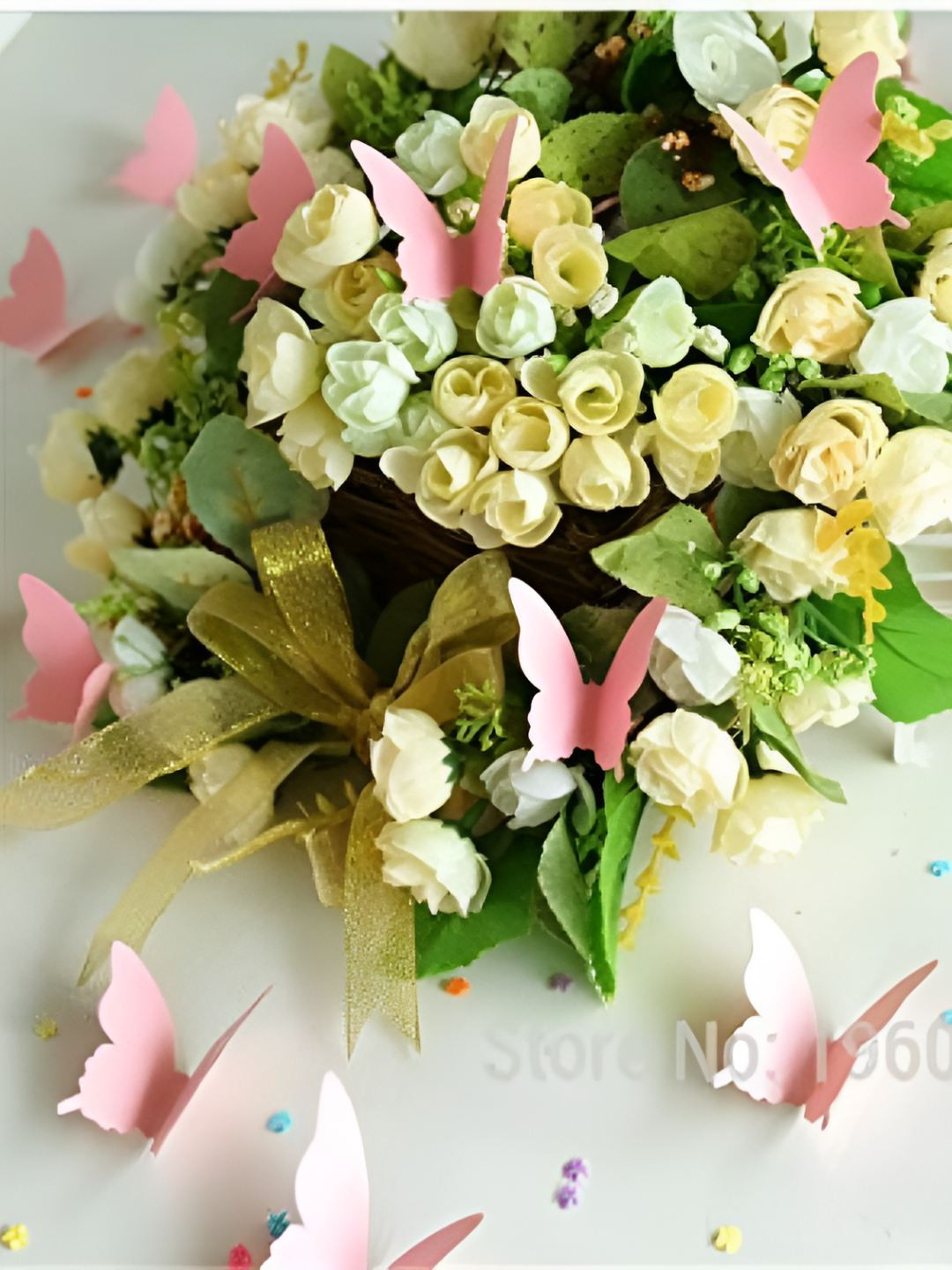 INDIAN ROYALS Pink & Yellow Butterflies Printed Self-Adhesive & Durable Wall Sticker