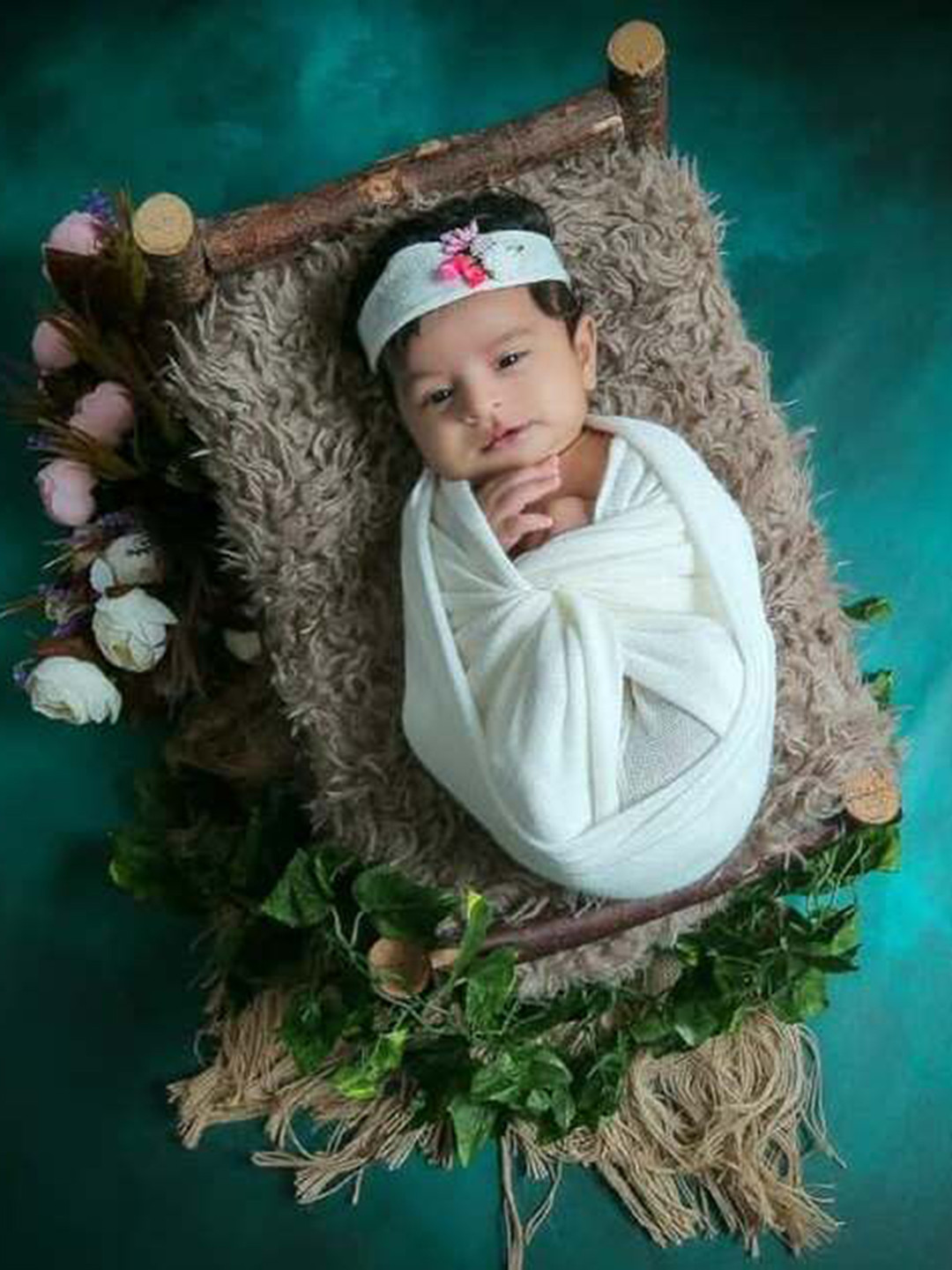 Babymoon Baby Textured Swaddle Wrap With Hairband Baby Photoshoot Props