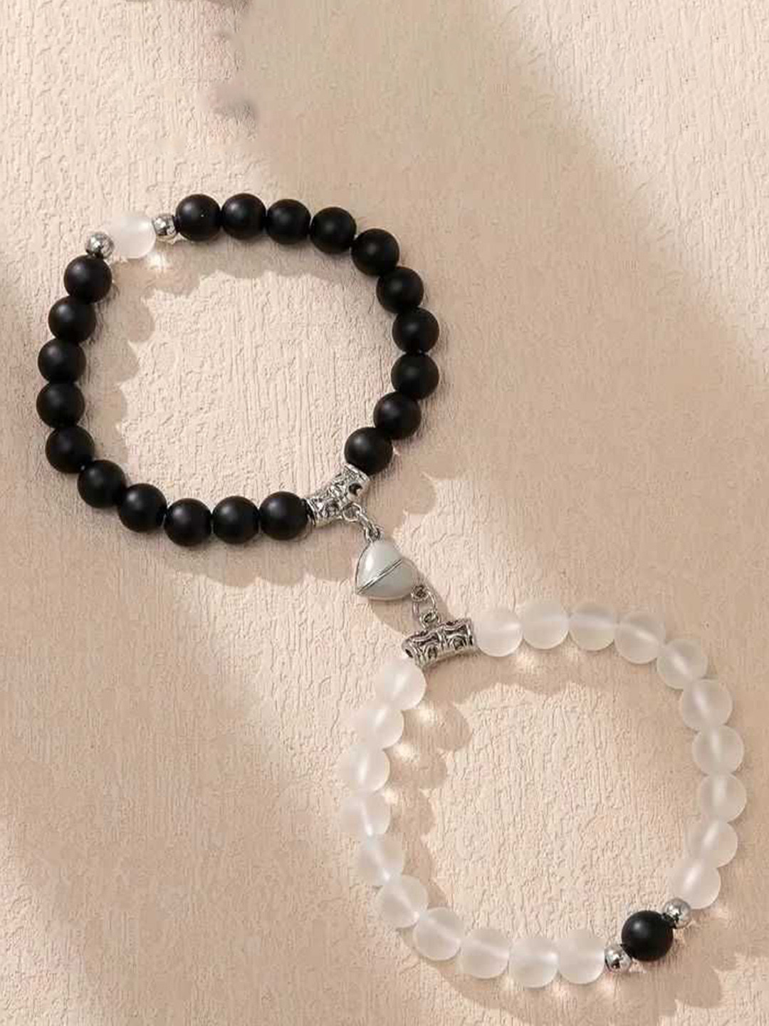 Bling Queen Set Of 2 Crown Heart Beaded Magnetic Wraparound Bracelets