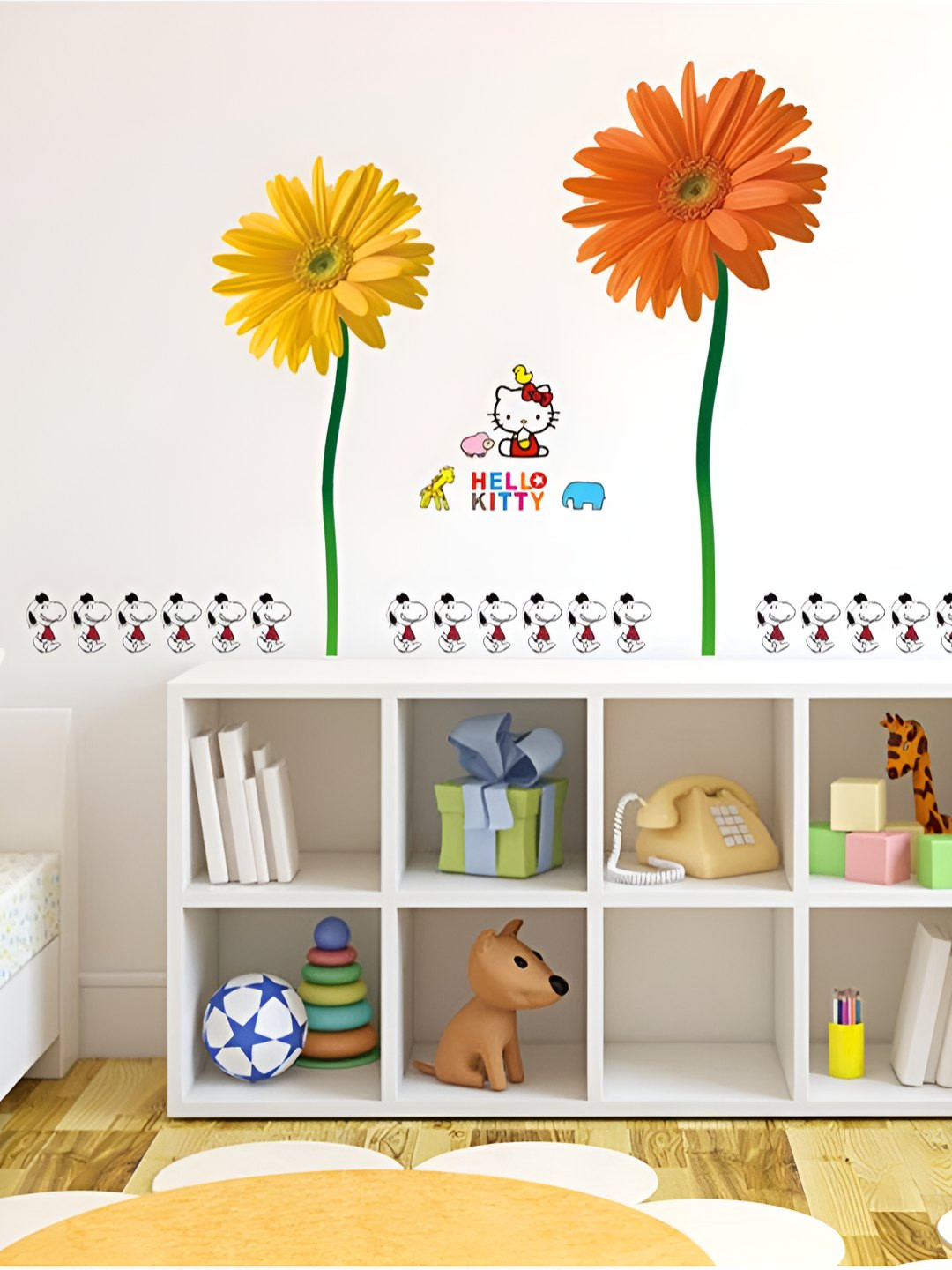 INDIAN ROYALS Yellow & Orange Flower Printed Self-Adhesive & Durable Wall Sticker