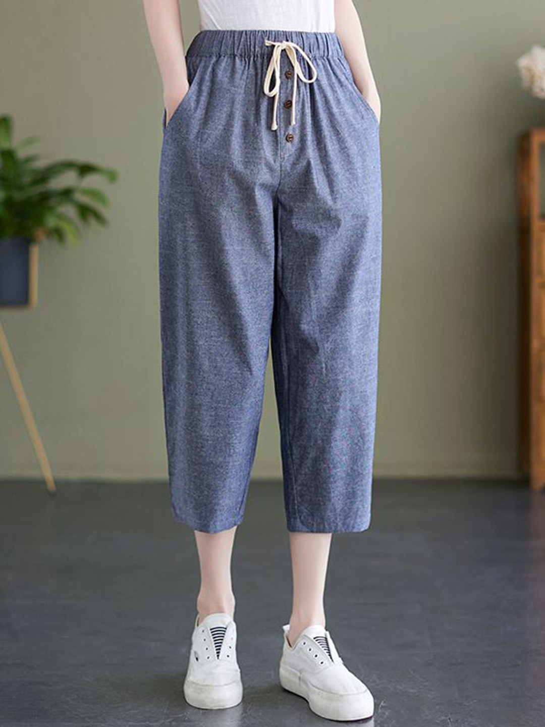 StyleCast x Revolte Women Relaxed Fit High-Rise Easy Wash Trousers