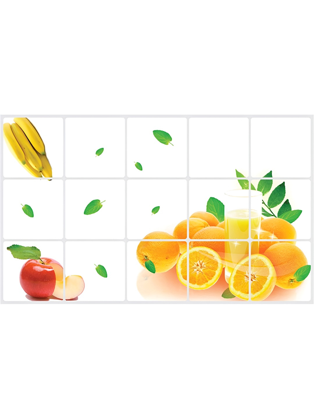 INDIAN ROYALS White & Yellow Orange Banana & Apple Heat Resistant Kitchen Wall Sticker