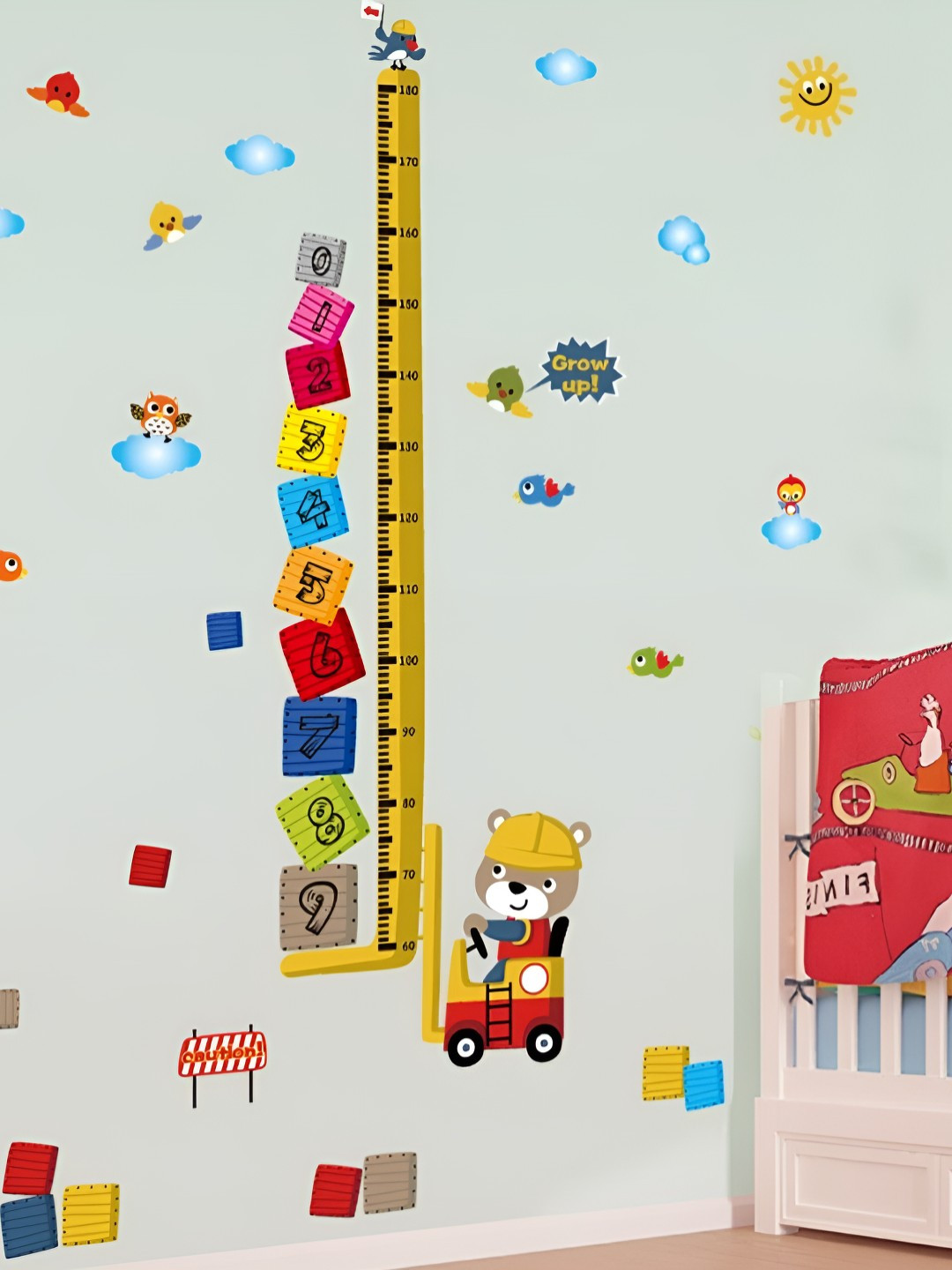 INDIAN ROYALS Red & Blue Children Growth Chart Self Adhesive Wall Sticker