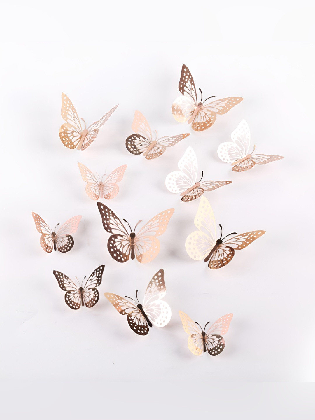 INDIAN ROYALS 12-Pcs Rose Gold Butterfly Self-AdhesiveWallStickers