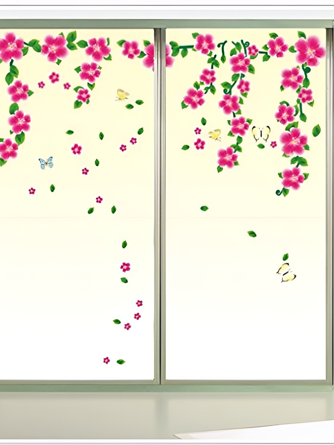 INDIAN ROYALS Decorative Pink Flower Nature Self Adhesive Wall Sticker