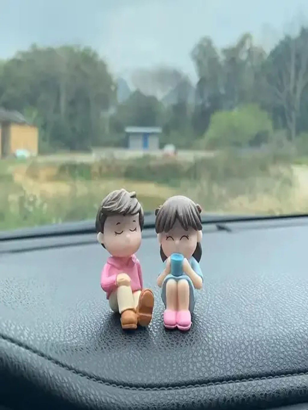 ANTIQ CREATION Romantic Coffee Couple Pink Polyresin Glossy Living Room Set of 2 Small Showpieces - 0.8 Inches